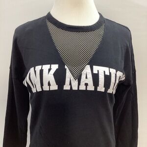 PINK Victoria's Secret Nation Mesh V-Neck Detail Sweatshirt Pullover Top Size S